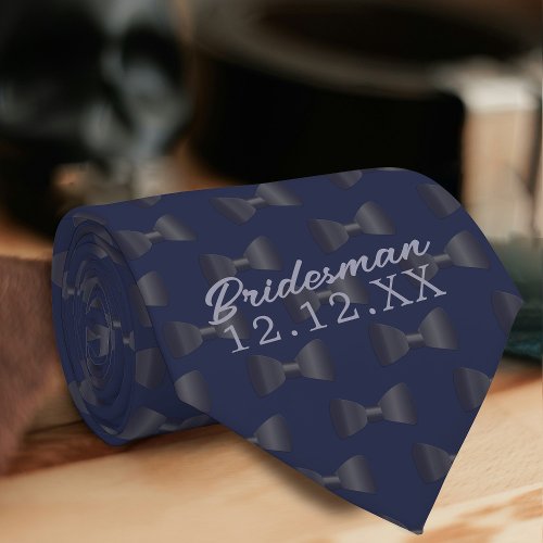 Bridesman Groomsman Personalized Blue Wedding Tie
