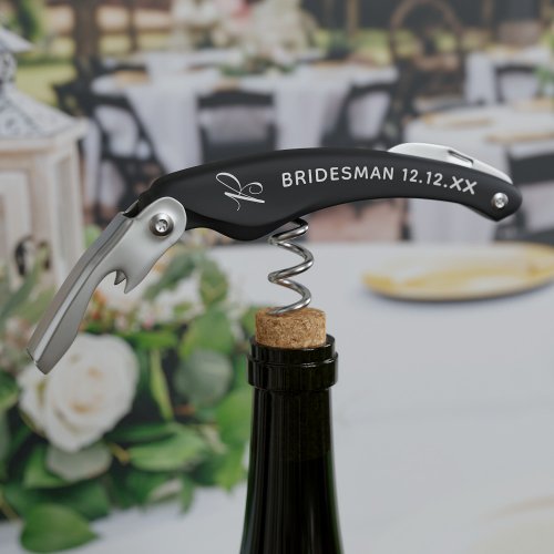 Bridesman Modern Wedding Party Favor Waiters Corkscrew