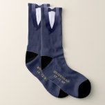 Bridesman Navy Blue Tuxedo Gatsby Wedding Favor Socks<br><div class="desc">Who wouldn't want socks as a thank you for being your Bridesman? Featuring a midnight navy blue and white tuxedo ensemble and space for his name and your wedding date</div>