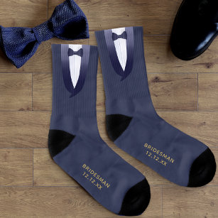 Bridesman Navy Blue Tuxedo Gatsby Wedding Favor Socks