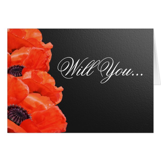 Bridesman Orange Poppy Custom Wedding Party Cards (Front Horizontal)
