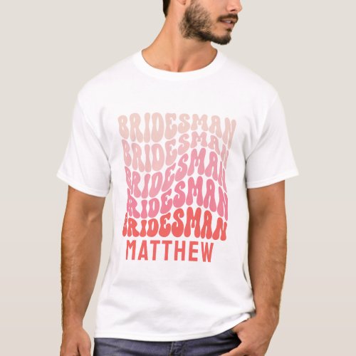 Bridesman Pink modern girly retro 60s simple T_Shirt