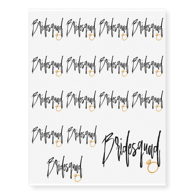 Bridesquad Rocker Goth Gold Gear Temporary Tattoos (Front)