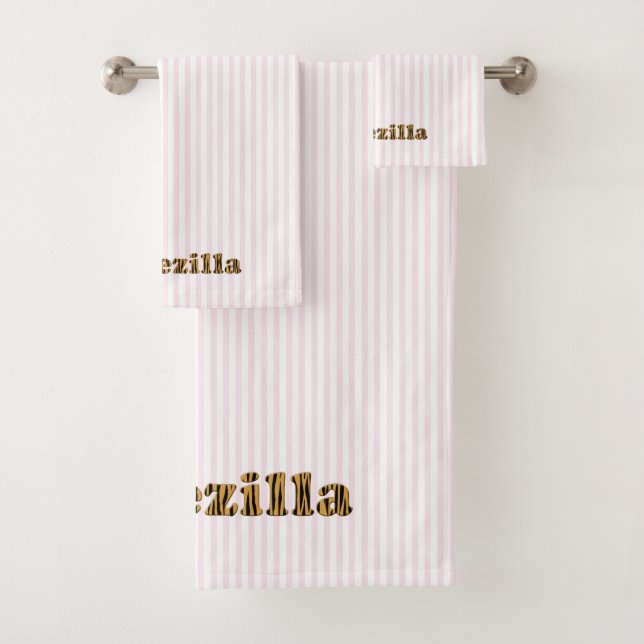 Bridezilla | Fun Blush Pink Stripes Bath Towel Set (Insitu)