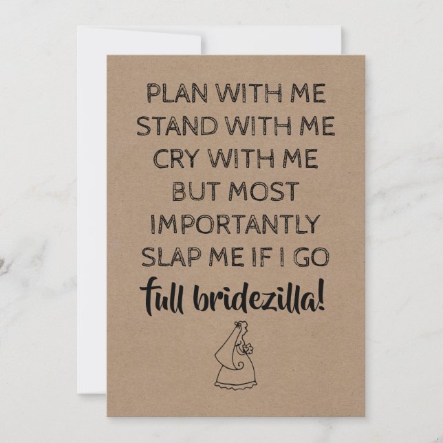 Bridezilla Funny Bridesmaid / Maid of Honor Invitation (Front)