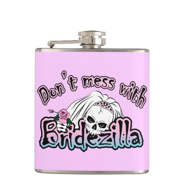 Bridezilla Skull Hip Flask (Front)