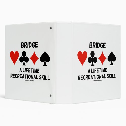 Bridge A Lifetime Recreational Skill Card Suits 3 Ring Binder