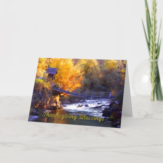 Bridge Across the Stream Thanksgiving Blessings Holiday Card (Front)