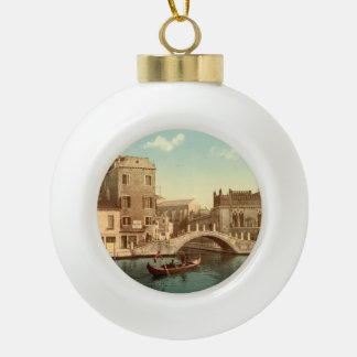 Bridge and Canal, Venice, Italy Ceramic Ball Christmas Ornament