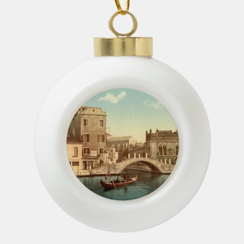 Bridge and Canal Venice Italy Ceramic Ball Christmas Ornament