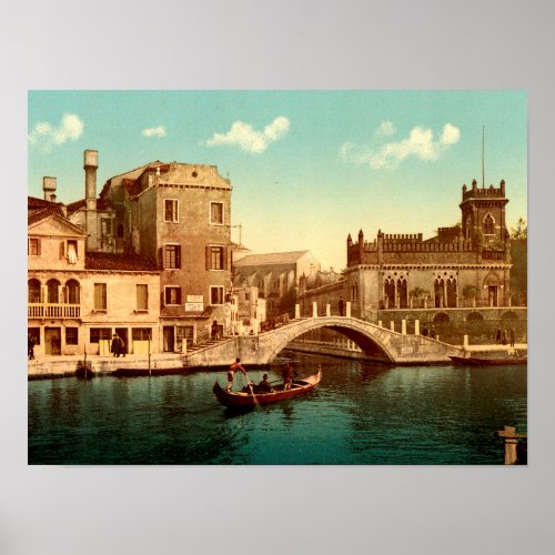 Bridge and Canal Venice Italy Gondola 1897 Poster