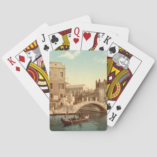 Bridge and Canal, Venice, Italy Poker Cards (Back)