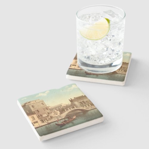 Bridge and Canal Venice Italy Stone Coaster