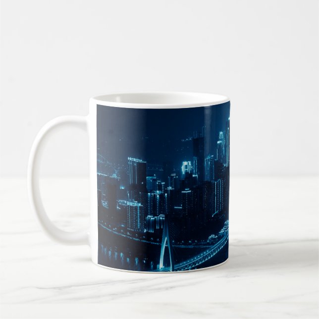 Bridge and city urban architecture at night in Cho Coffee Mug (Left)