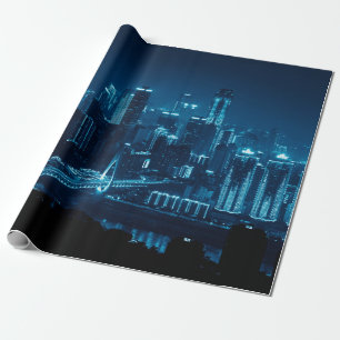 Bridge and city urban architecture at night in Cho Wrapping Paper