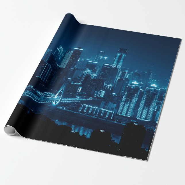 Bridge and city urban architecture at night in Cho Wrapping Paper (Unrolled)