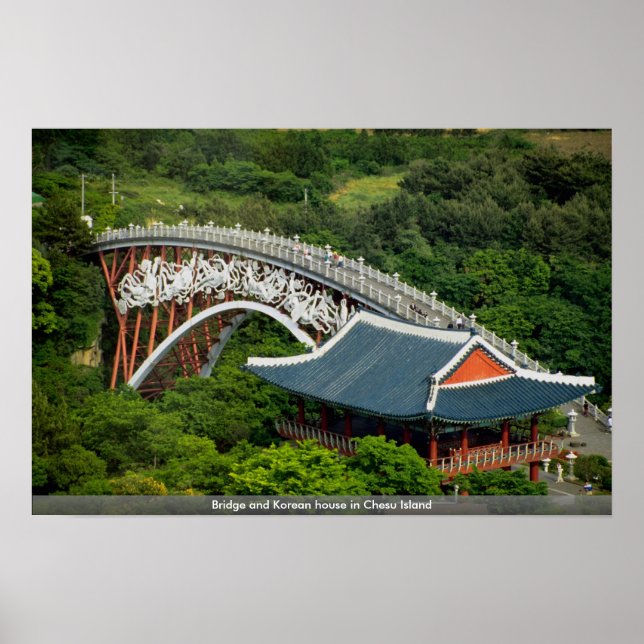 Bridge and Korean house in Chesu Island Poster (Front)