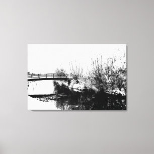 Bridge and Stream Winter Scene 36x24(90x60cm)waca Canvas Print