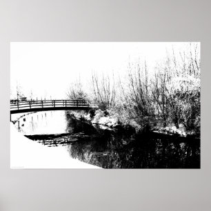 Bridge and Stream Winter Scene wapa Poster