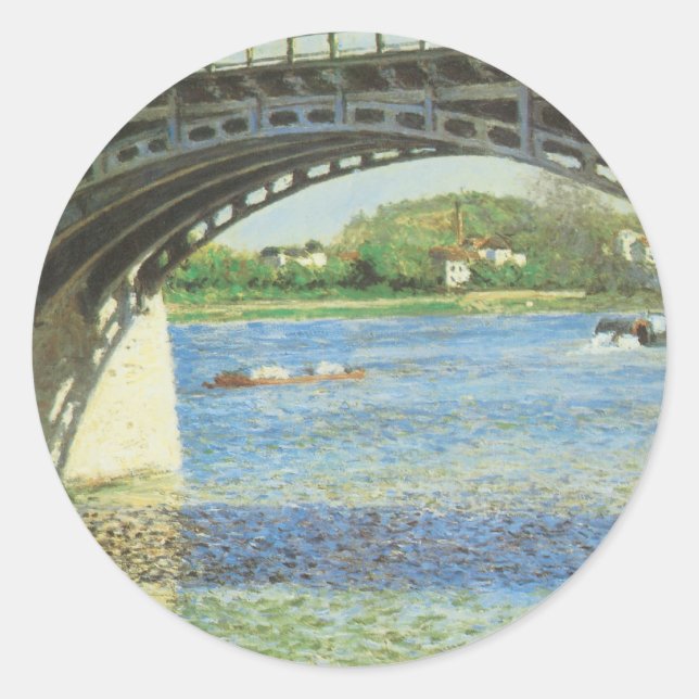 Bridge at Argenteuil by Gustave Caillebotte Classic Round Sticker (Front)