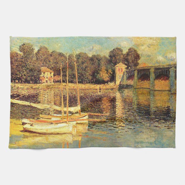 Bridge at Argenteuil Claude Monet    Kitchen Towel (Horizontal)