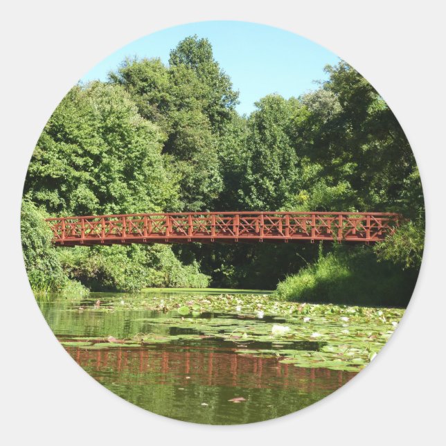 Bridge at Centennial Lake in Ellicott City Classic Round Sticker (Front)