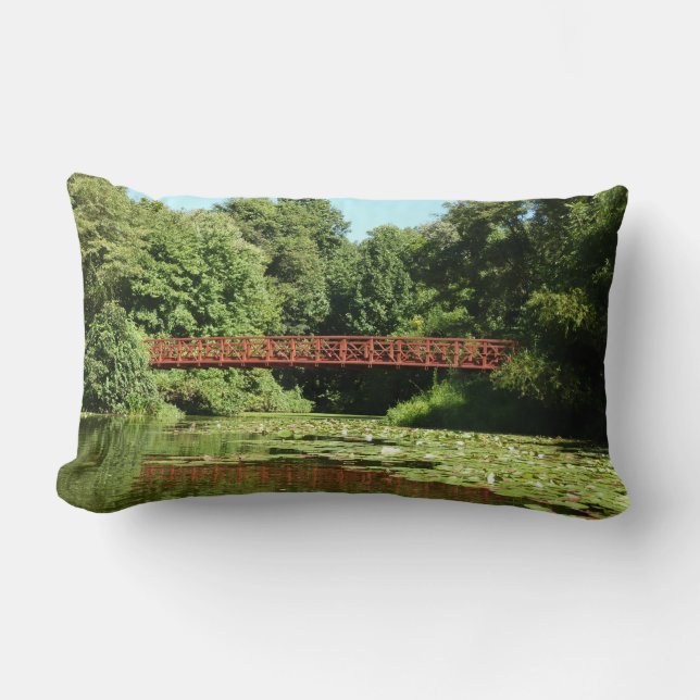 Bridge at Centennial Lake in Ellicott City Lumbar Pillow (Front)