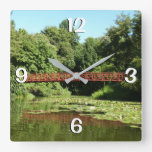 Bridge at Centennial Lake in Ellicott City Square Wall Clock