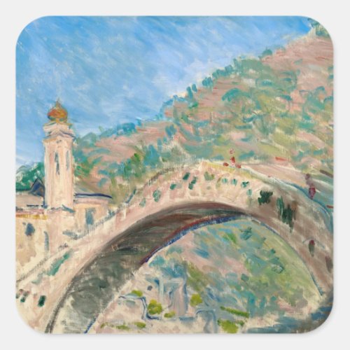 Bridge at Dolceacqua 1884 Claude Monet fine art Square Sticker