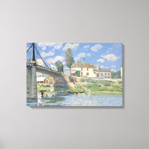 Bridge at Villeneu by Sisley Impressionist Paint Canvas Print