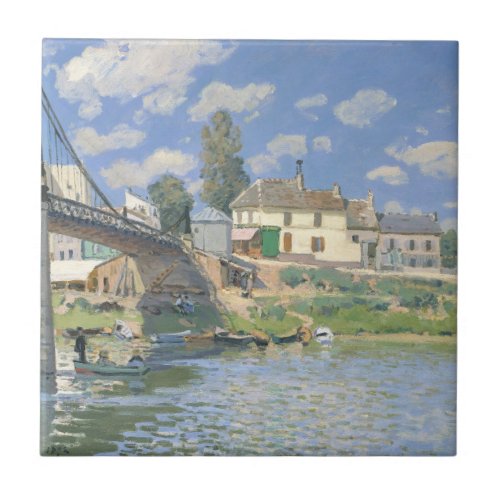 Bridge at Villeneu by Sisley Impressionist Paint Ceramic Tile