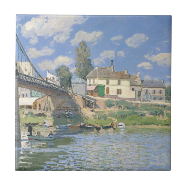 Bridge at Villeneu by Sisley Impressionist Paint Ceramic Tile (Front)