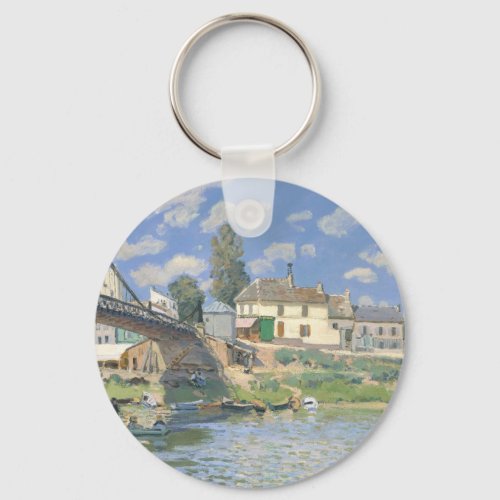 Bridge at Villeneu by Sisley Impressionist Paint Keychain