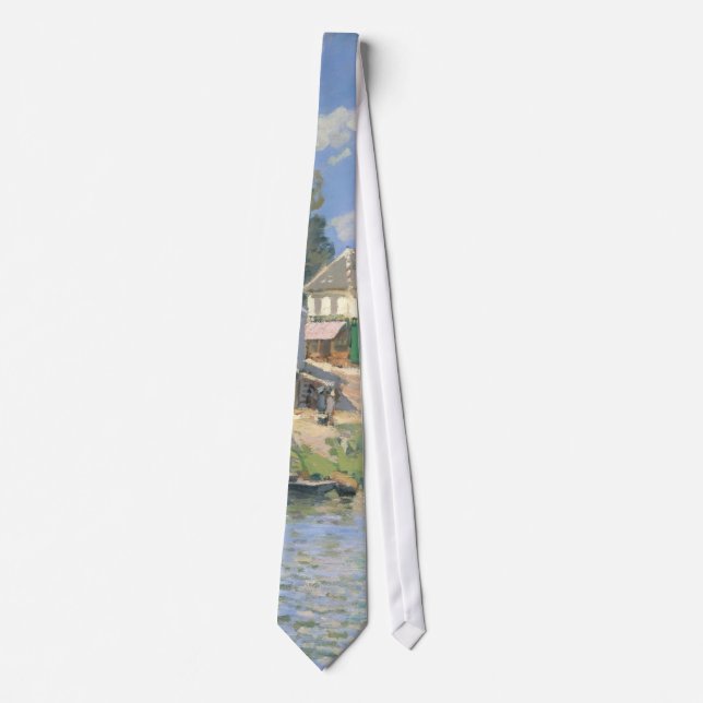 Bridge at Villeneu by Sisley Impressionist Paint Neck Tie (Front)