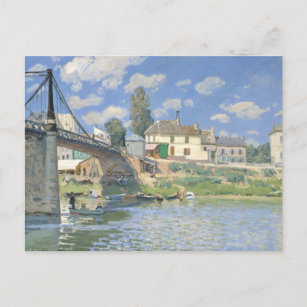 Bridge at Villeneu by Sisley Impressionist Paint Postcard