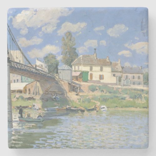 Bridge at Villeneu by Sisley Impressionist Paint Stone Coaster