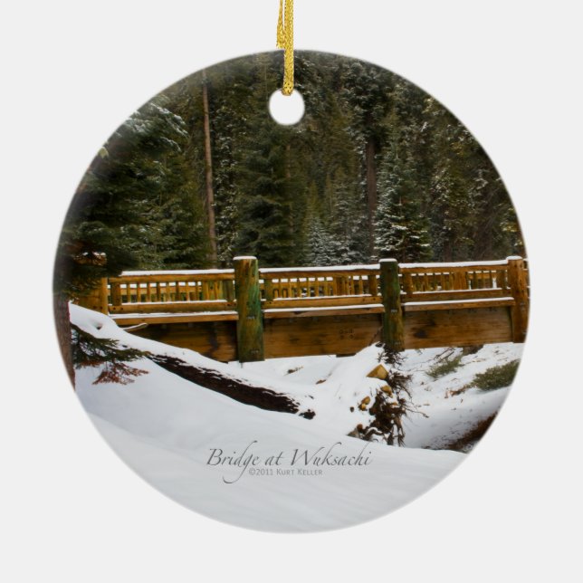 Bridge at Wuksachi Ceramic Ornament (Back)