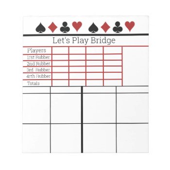 Bridge Card Game Score Pad by randysgrandma at Zazzle