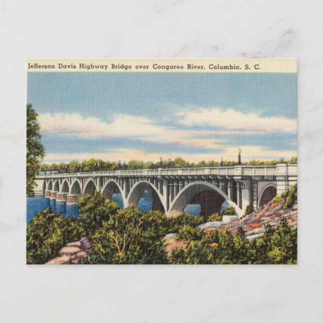 Bridge, Congaree River, Columbia, South Carolina Postcard (Front)