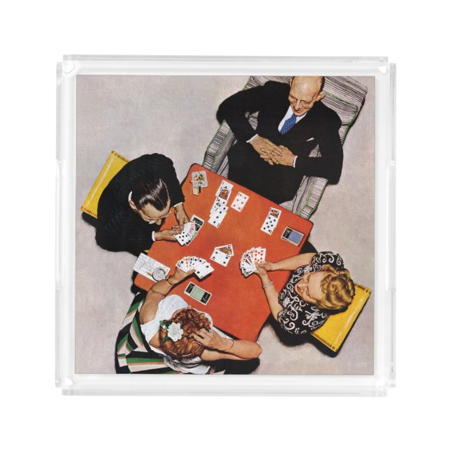 Bridge Game by Norman Rockwell Acrylic Tray (Front)
