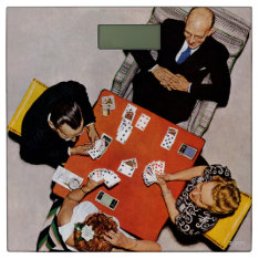 Bridge Game By Norman Rockwell Bathroom Scale at Zazzle