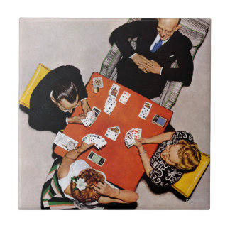 Bridge Game by Norman Rockwell Ceramic Tile