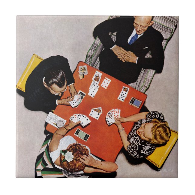 Bridge Game by Norman Rockwell Ceramic Tile (Front)