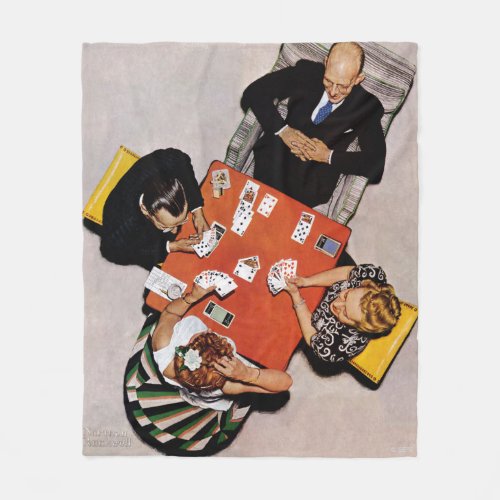 Bridge Game by Norman Rockwell Fleece Blanket