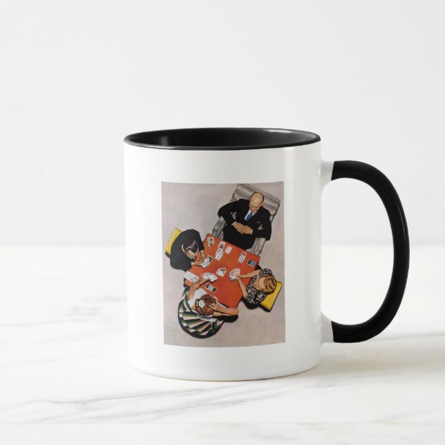 Bridge Game by Norman Rockwell Mug (Right)