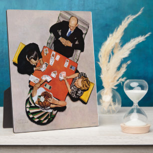 Bridge Game by Norman Rockwell Plaque
