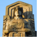 Bridge Guard (Car) Cleveland Photo Sculpture<br><div class="desc">Want to have the classic Cleveland view,  no matter where you are? 3 D photo sculpture of bridge guard with car,  makes a fun conversation piece iin home or office! Lighthouse sculptures (winter and summer) also available here.</div>