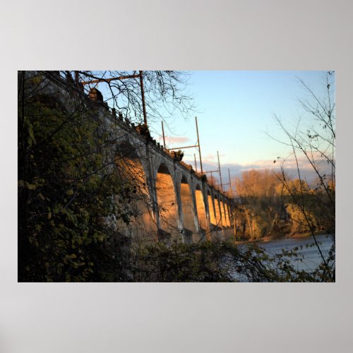 Bridge Illuminated by Sunlight Poster