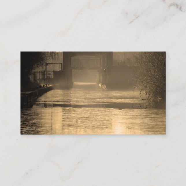 Bridge in morning sun and mist business card (Front)
