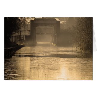 Bridge in morning sun and mist card